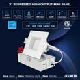 thumbnail image 7 of Luxrite 3 Inch Square LED Recessed Ceiling Light J-Box 10W 5 Color Selectable 800LM Dimmable Wet Rated ETL 4 Pack, 7 of 7