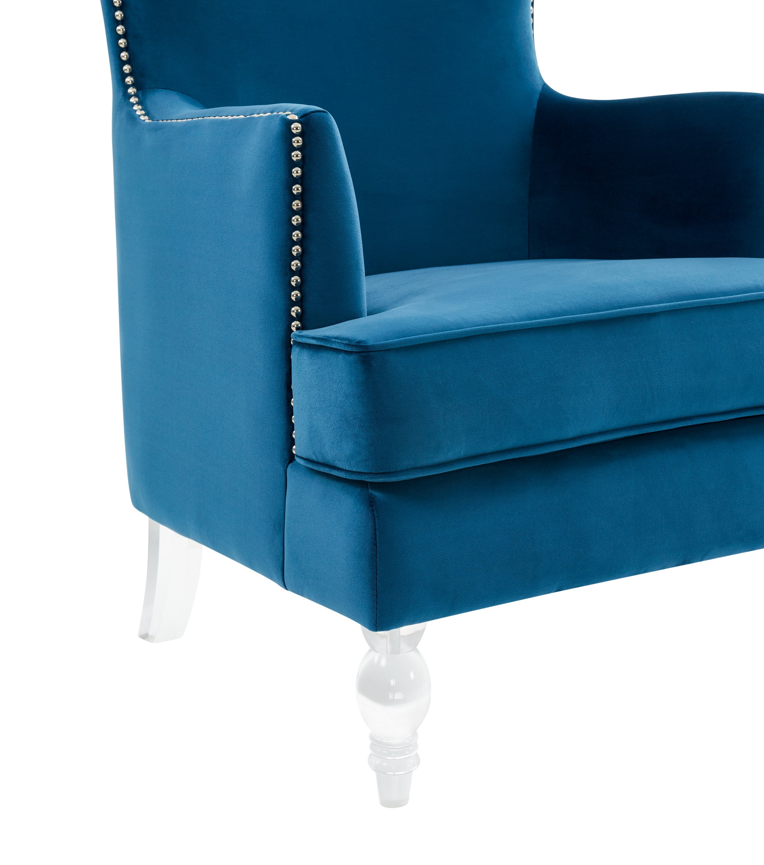 SAFAVIEH Couture Geode Modern Velvet Solid Wingback Chair, Navy