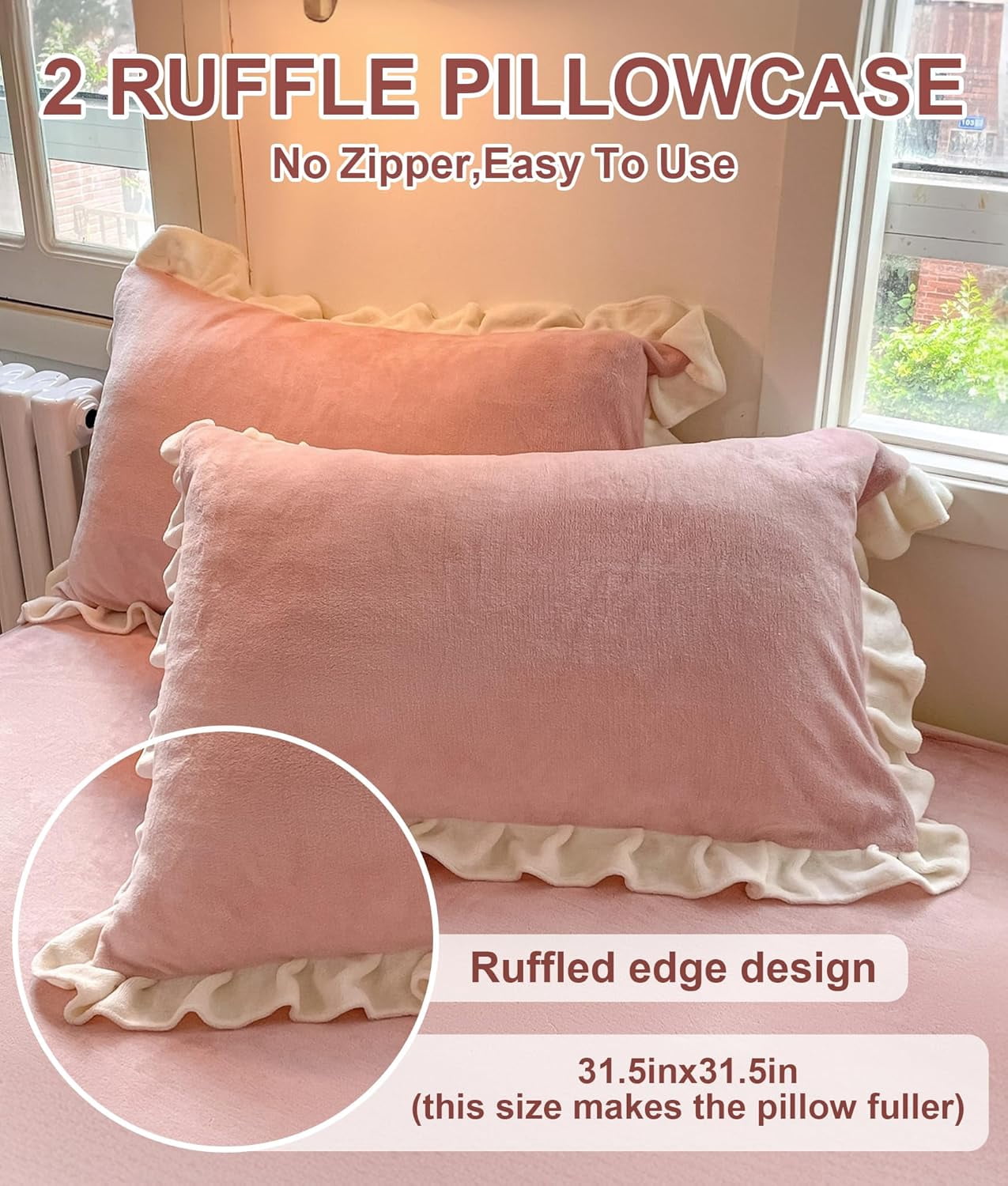 Velvet Duvet Cover, Twin Size Luxury Ultra Soft Fluffy Duvet Cover Set, Winter Crystal Velvet Duvet Covers with 1 Plillowcase, Pink, 68''x90''