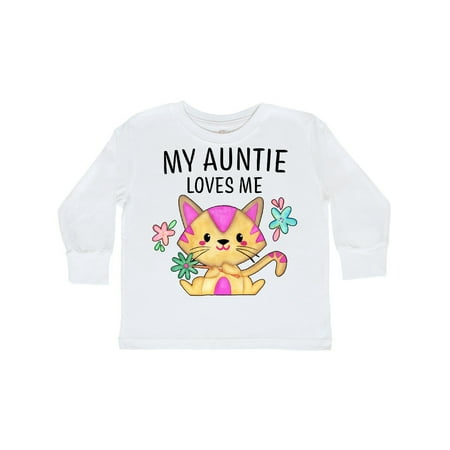 

Inktastic My Auntie Loves Me with Cute Kitten and Flowers Gift Toddler Boy or Toddler Girl Long Sleeve T-Shirt