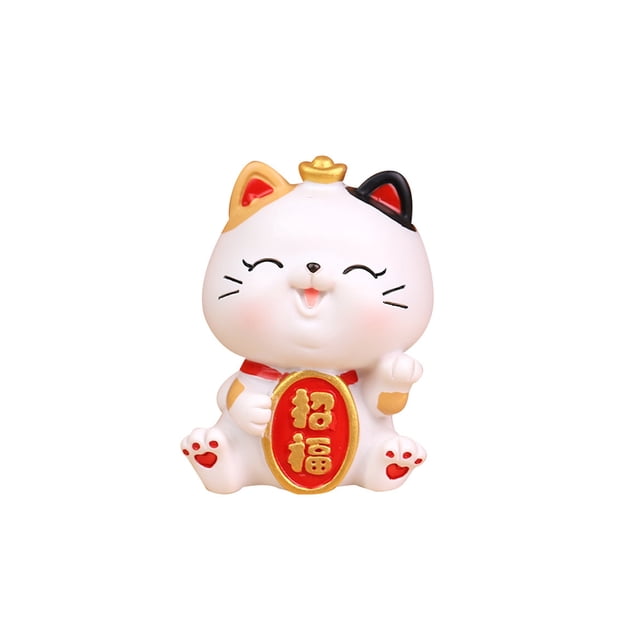 Wosthever Figuritas de resina de gato de la fortuna, escultura de animales de estilo bonito, escritorio para el hogar, estatuas de gatos de coche chinos Decoración del hogar tipo 4 Wosthever HA078965-04