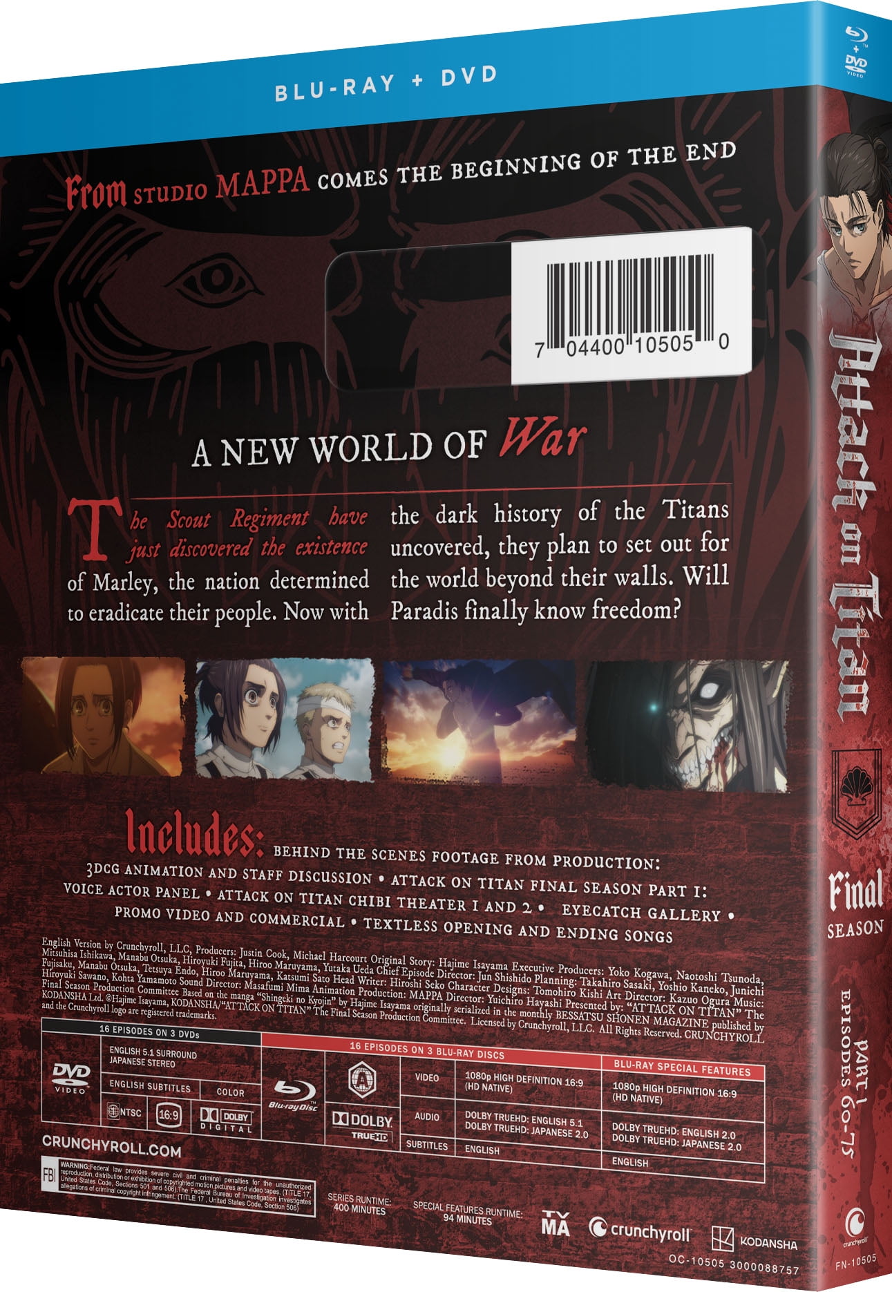 Sony Attack On Titan: The Final Season Part 1, Blu-Ray + DVD +