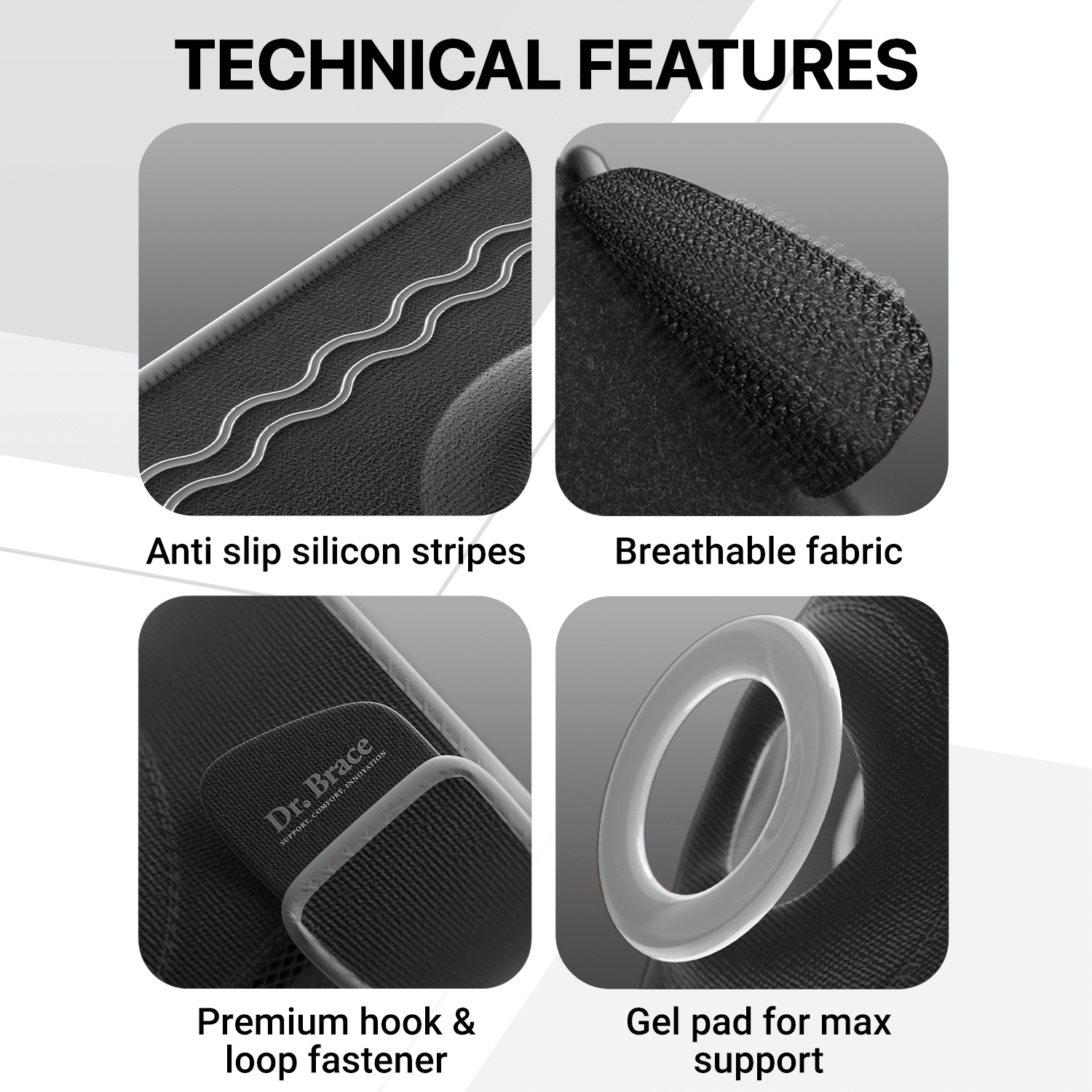DR. BRACE Compression Knee Brace with Side Stabilizers & Patella Gel Pads, Knee Support for Knee Pain, Running & Sports, Men & Women (X-Large, Mercury)
