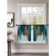 thumbnail image 2 of Sheer Curtains 45 Inch Length 2 Panels Set for Kitchen, Abstract Teal Green Semi Sheer Curtains for Windows, White Gold Textured Art Voile Window Treatments Rod Pocket Curtain, 2 of 7