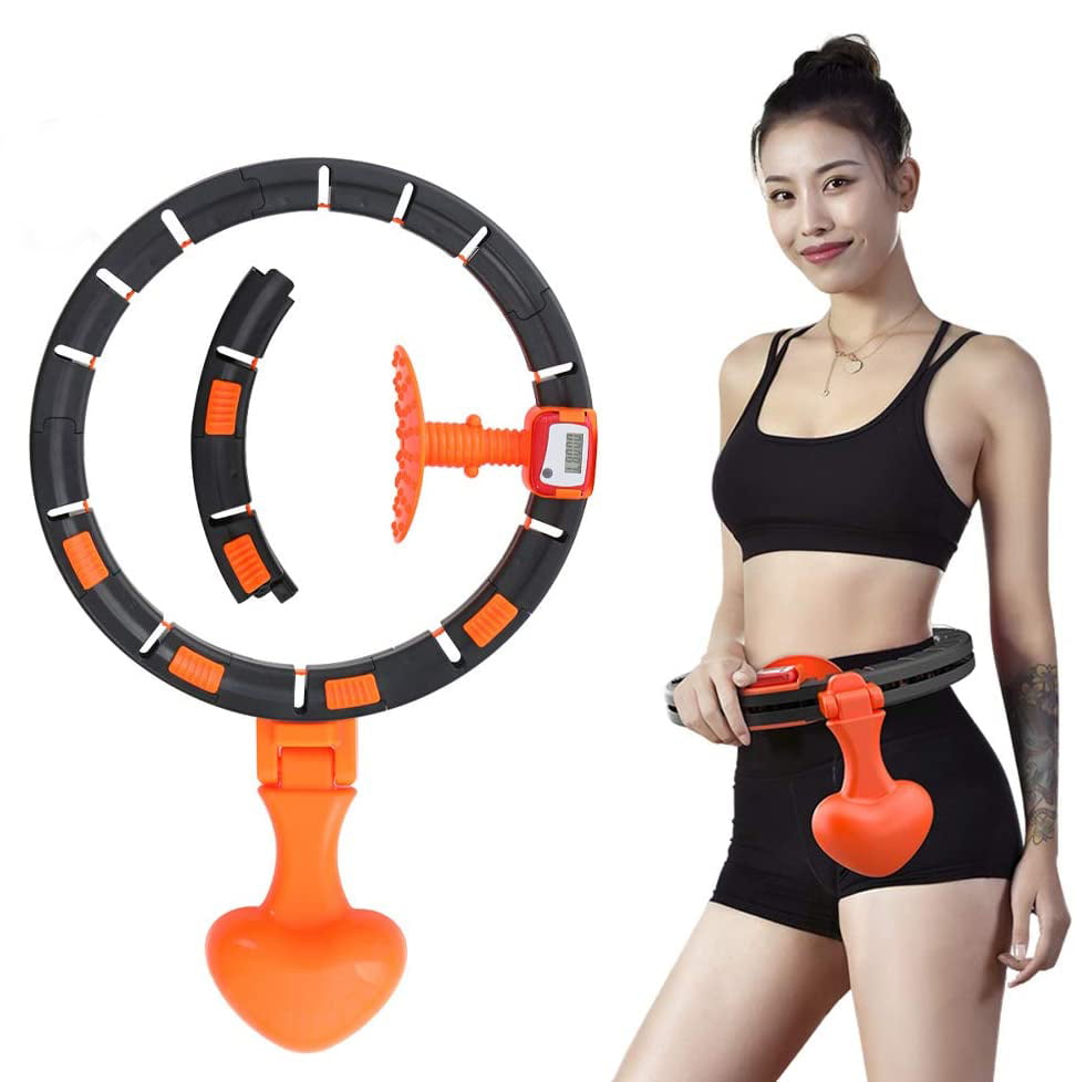 24 Sections Smart Adjustable Count Magnetic Therapy Hula Hoop for Adults Weight Loss Auto-Spinning Fitness Weighted Hula Hoop for Abdominal Waist Exercise CaOJing Weighted Smart Hoola Hoop 