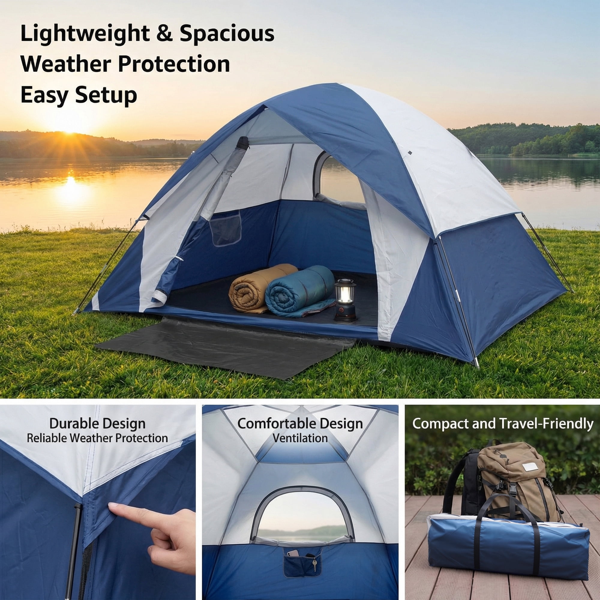 XL Outdoor Camping Tents Ultra-Lightweight and Portable for 2-Person  Outdoor Camping Festivals Backyard Hiking  Backpacking