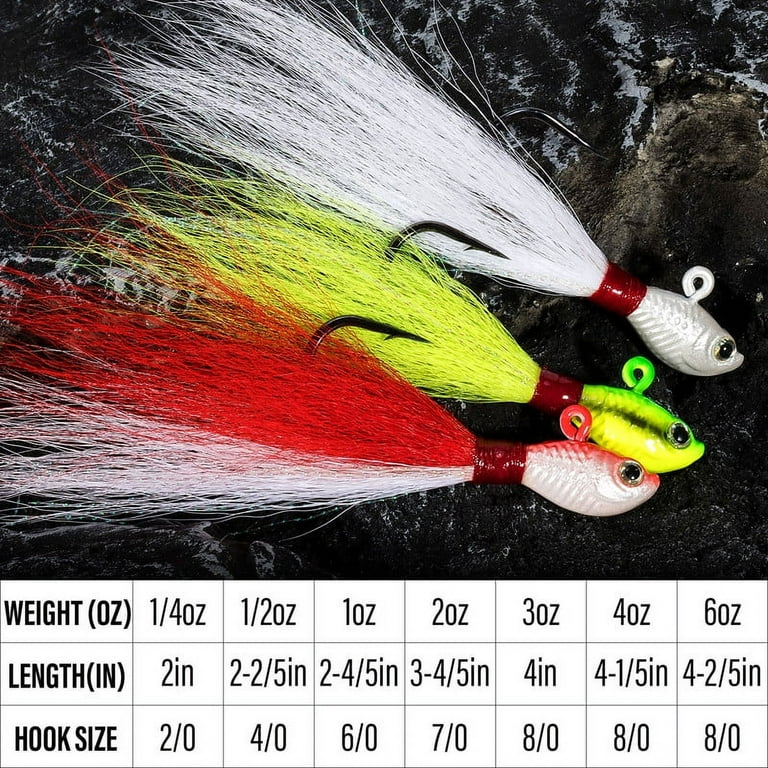 Dr.fish 3 Pack Bucktail Jigs Fishing Lure Saltwater Freshwater Bass Flounder Striper Bluefish White,Chartreuse,Red & White 1/2oz Surf Fishing Jig Dr.fish 3 Pack Bucktail Jigs Fishing Lure Saltwater Freshwater Bass Flounder Striper Bluefish White,Chartreuse,Red & White 1/2oz Surf Fishing Jig