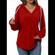 thumbnail image 1 of Sudadera con Capucha y Cordón para Mujer, Suéter Holgado de Larga, Talla Grande Rojo XXL, 1 of 9