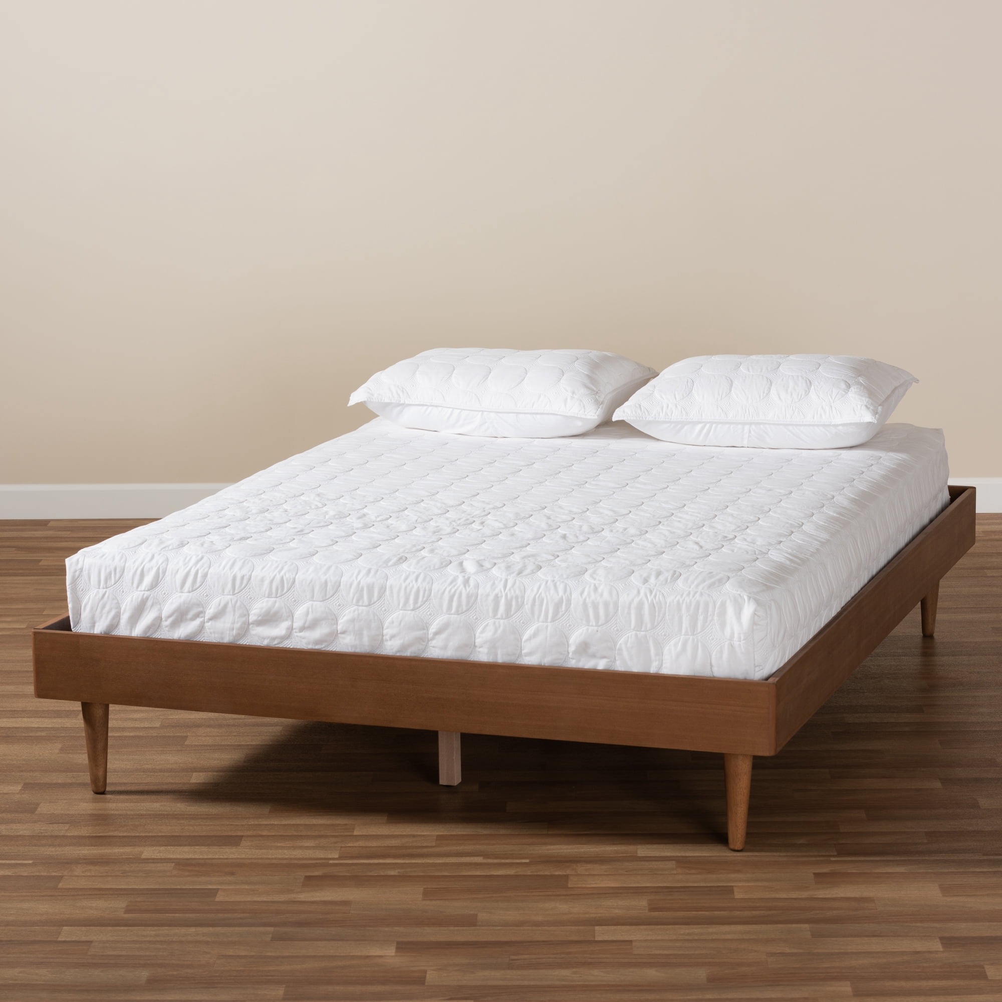 Baxton Studio Rina Mid-Century Modern Ash Wanut Finished Full Size Wood Bed Frame