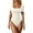 Beige, variant on Women's Solid Color Square Neck Short Sleeve Bodysuit, Tummy Control Shapewear Bodysuit, Ribbed Form-Fitting Yoga & Casual Wear