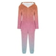 thumbnail image 6 of Miluxas Women Plush Hooded Jumpsuit Fuzzy Pajamas Gradient Color Long Sleeve Zipper Cute Winter Warm Onesie Rompers Pink XXL(XXL), 6 of 6