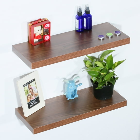 Set of 2 Modern and Contemporary JD walnut Floating Shelf - 23.62*9.25*1.5 inches