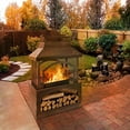 thumbnail image 2 of Resenkos Rectangular Metal Outdoor Wood Burning Fireplace - Outdoor Fireplace with Built-in Log Storage and Poker-Brushed Bronze, Bronze, 2 of 18