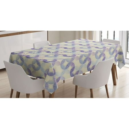 

Abstract Tablecloth Retro Disc Shaped Semi-Circle Thin Strips Geometric Boho Design Rectangle Satin Table Cover for Dining Room and Kitchen 60 X 84 Violet Eggshell and Ceil Blue by Ambesonne