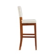 thumbnail image 3 of Linon Milano 30.5" Faux Leather & Wood Bar Stool in Cream/Walnut, 3 of 14