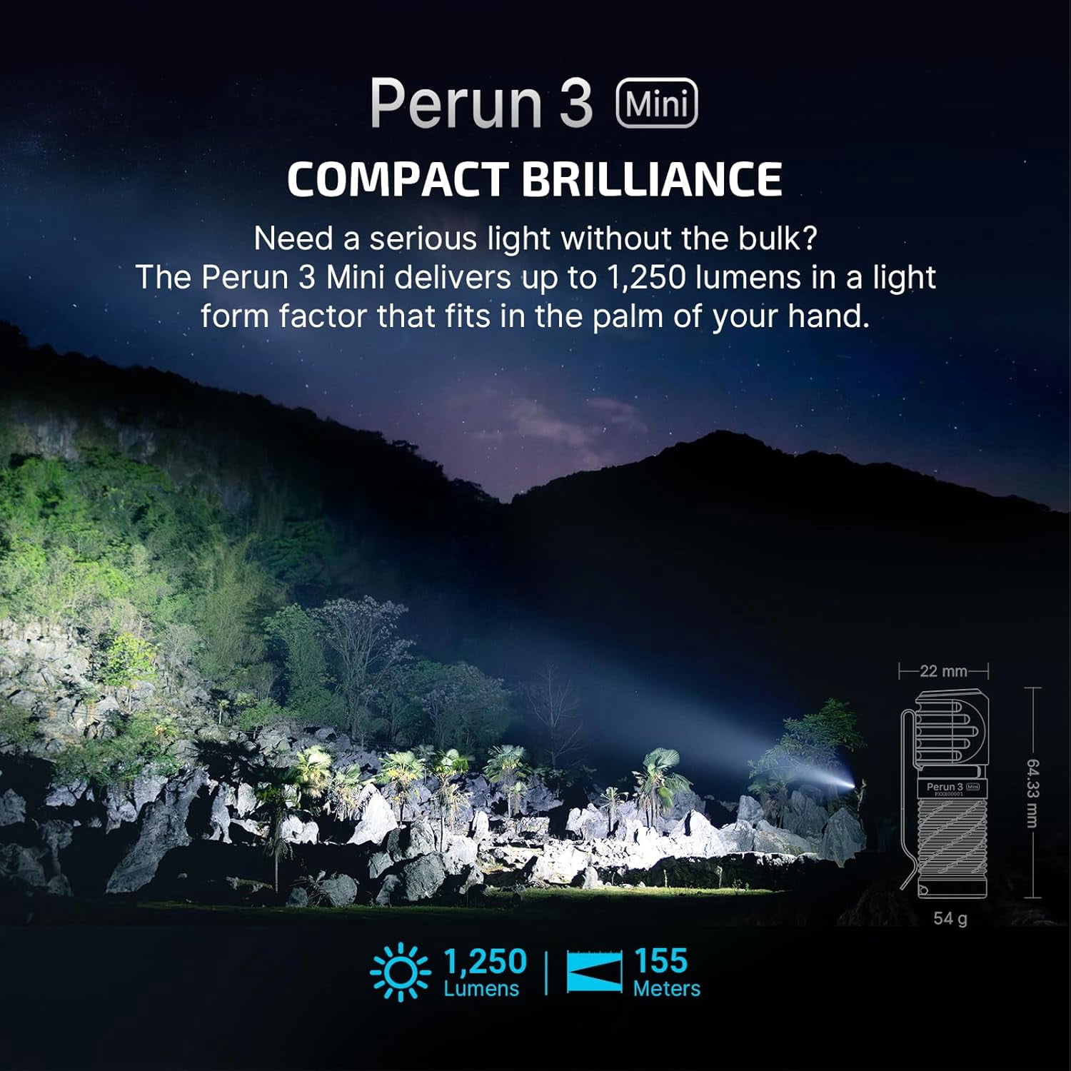 OLIGHT Perun 3 Mini Premium Headlamp 1250 Lumens with Type-C Charging Box, Rechargeable Headlight with Red Light Option,Perfect for Working, Hiking, Camping and Climbing (Midnight Blue)