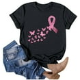 thumbnail image 4 of Pink Ribbon Shirts for Women Cancer Awareness Short Sleeve Crew Neck Tops Inspirational Casual Relaxed Fit Tees Z007-Black XXL, 4 of 4
