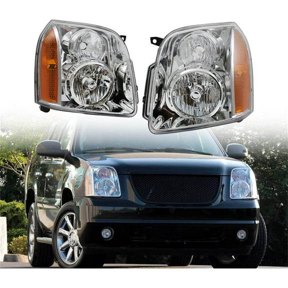 SHZAITOR A Pair Headlights Assembly Replacement for 2007-2014 Yukon Denali Headlights Left Drive Side and Right Passenger Side 15861025 15861026