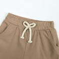 thumbnail image 2 of LLYwey Toddler Shorts, Boys Girls Drawstring Elastic Waist Shorts for School Uniform, Kids Summer Casual Loose Straight Leg Short Pants with Pockets, New-Md84, Brown, 3T, 2 of 7