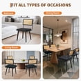 thumbnail image 3 of Natural Rattan Dining Chair, Modern Boho Kitchen Chair withWood Back & Legs, Upholstered Seat,PU Upholstered Kitchen Chairs with Tall Cane Backrest and Strong Wood Legs Ideal for Kitchen or Din, 3 of 8