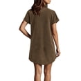 thumbnail image 3 of Blmnix Woman Dress Shift Short Dress Button Down Under Dress Mini Collared Brown Short Sleeve with Pockets Going Out Dress,M, 3 of 7