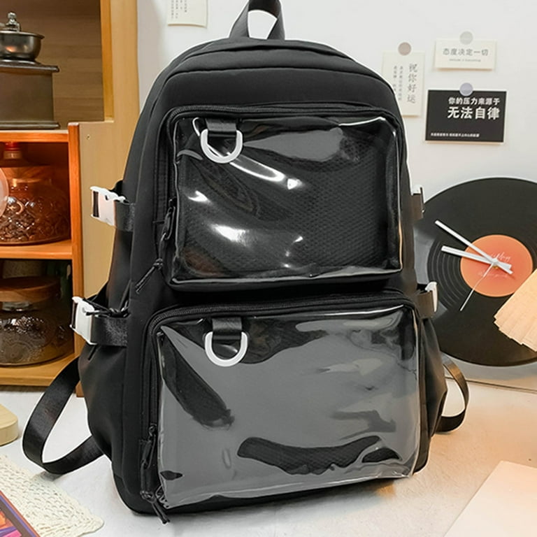 Clear Pockets Large Backpack Student Itabag for Women Uniform Pin Display