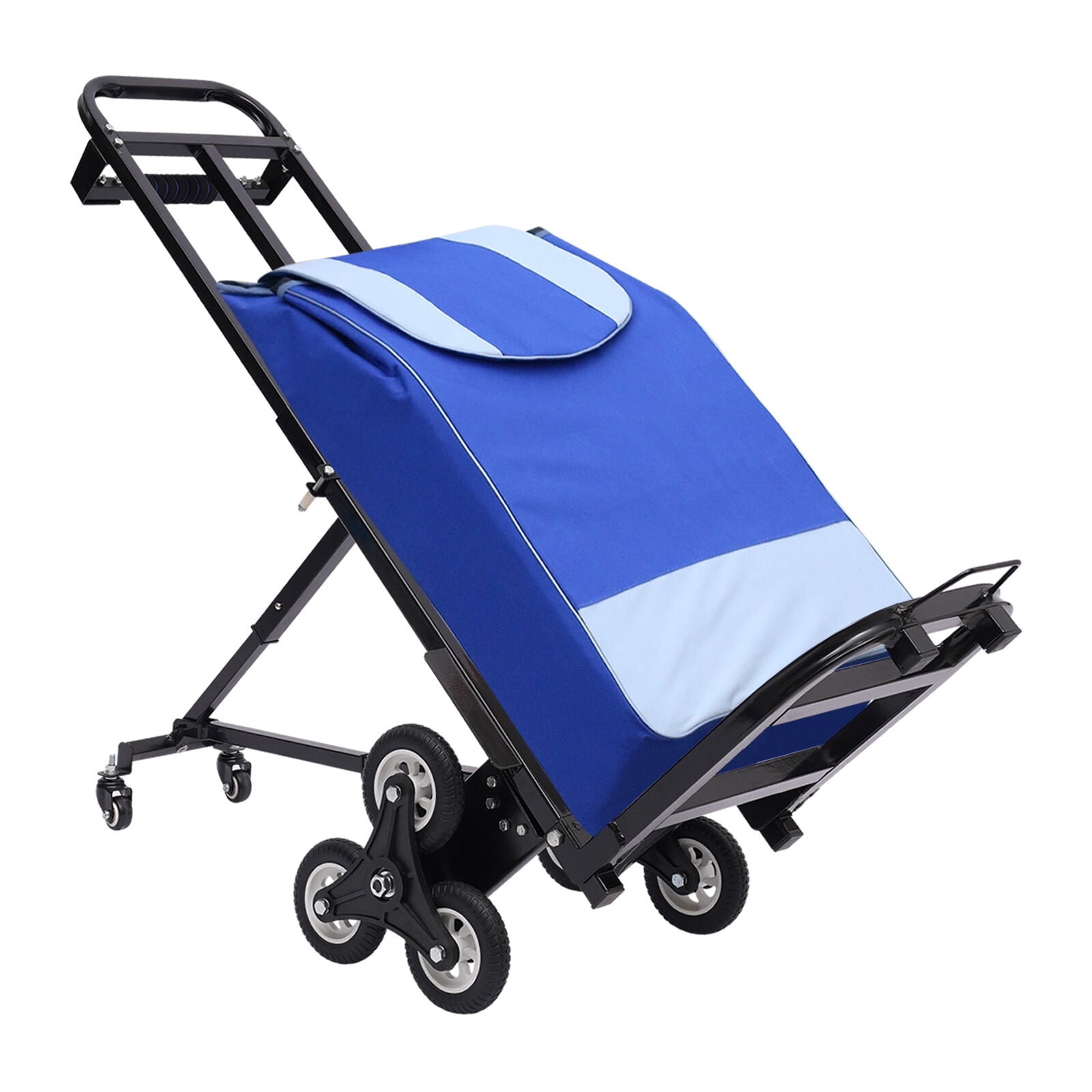 460lbs Black Stair Climbing Cart Trolley Stair Climber Hand Truck 29-45in Height All Terrain Heavy Duty Stair Dolly with 6 Wheels