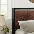 thumbnail image 4 of Allewie Full Size Bed Frame, Heavy Duty Metal Platform Bed with Wooden Industrial Headboard & Footboard, No Box Spring Needed, Mahogany, 4 of 9