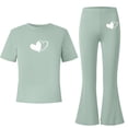 thumbnail image 3 of fatyb Girls Clothes 2 Piece Outfits Short Sleeve Tees Tops Flared Long Pants Kids Summer Casual Sets, 3 of 7