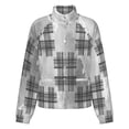 thumbnail image 5 of Jackets for Women Winter Coat Jackets Flannel Stand Collar Jacket(Gray Watercolor Plaid Pattern Background,Size:S-4XL), 5 of 7