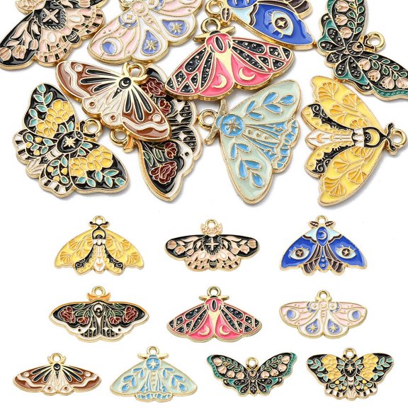 10pcs 10 styles Alloy Enamel Pendants Butterfly Charm Mixed color 15~21x28~30x1.5mm Hole: 1.8~2mm 1pc/style
