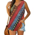 thumbnail image 2 of Women's Summer Tank Top Vintage Striped Vest Sleeveless Vneck Camisole Flowy Racerback Tunic Shirts, 2 of 4