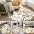 thumbnail image 5 of Round Rugs 4Ft, Yellow Grey Botanical Round Area Rug Washable Indoor Throw Carpet, Spring Floral Birds Vintage Soft Non Slip Circle Rug for Kitchen Nursery Room Home Decor Aesthetic, 5 of 8