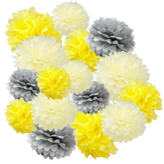 Floral Reef Variety Set of 24 (Assorted Honey Color Pack) consisting of 10" 12" 16" Tissue Paper Pom Poms Flower Birthday Wedding Event Decorations