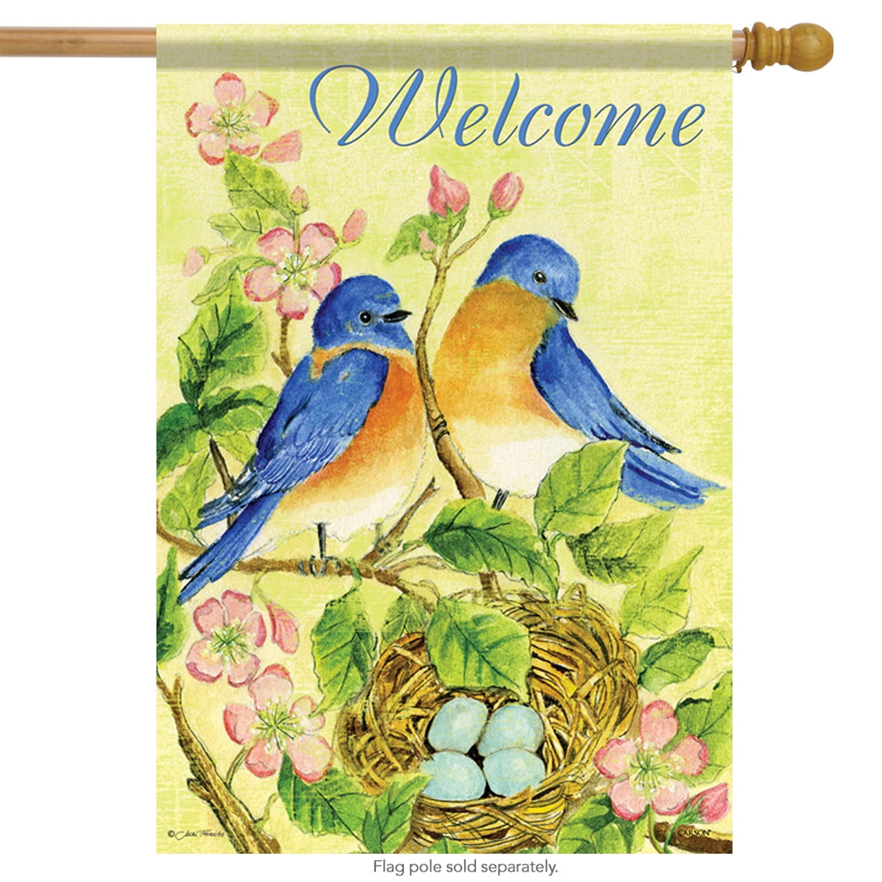 Watercolor Bluebirds Spring House Flag Welcome Floral Decorative Banner 28 X40 Walmart Com Walmart Com