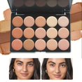 thumbnail image 2 of 2pcs Set: 15-Shade Concealer Palette with Brush - Waterproof, Sweatproof, Full Coverage for Acne & Tattoos, Moisturizing Long-Lasting Face Makeup, 2 of 5