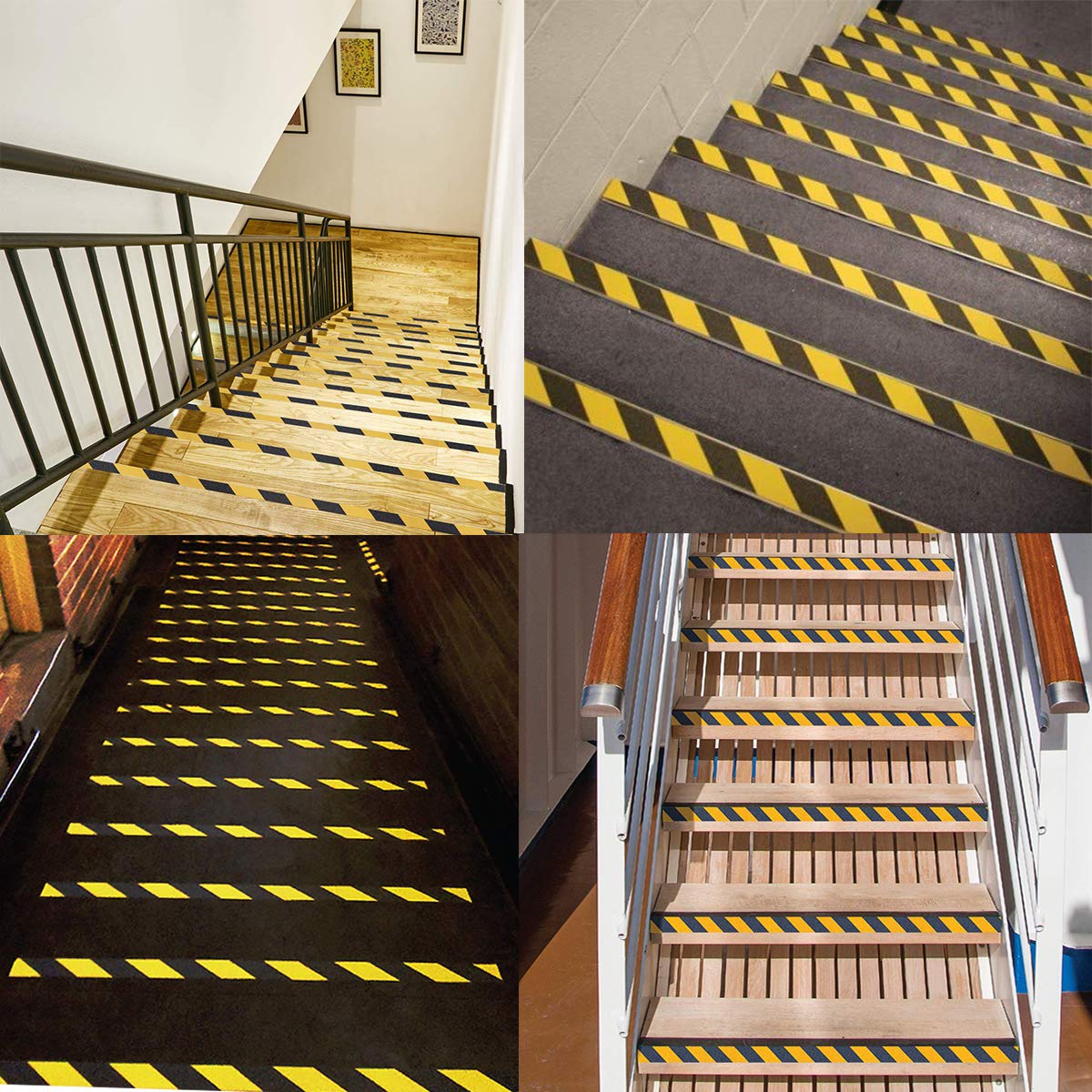 Anti Slip Safety Grip Tape 1.98In X 50Ft High Traction Grit Yellow Black Marking Self Adhesive Hazard Caution Tape For Stairs Steps Deck