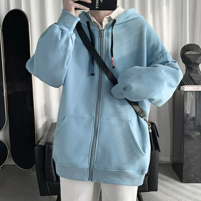 LOVZFMLL Cardigan pour Femmes Hommes Printemps et à Capuche Poche Macaron Cardigan à Fermeture Éclair Manteau Chandail