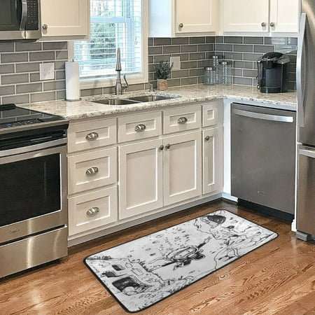 

Long Floor Mat 39x20Inch Kitchen Mat Bathroom Mat Living Room Mat Bedroom Mat Absorbent Delicate Fabric No Ball Do Not Fade Black Diving