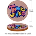 thumbnail image 3 of Thanksgiving 6PCS Round Coasters Microfiber Leather 11x11 cm/4.3x4.3 in - Set of 6 Drink Coasters for Home and Bar Use - & Easy to Clean Beverage Coasters Pack, 3 of 6