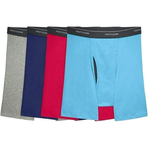 Fruit of the Loom Men's Eversoft Tag Free Covered Waistband CoolZone Fly Boxer Briefs, Super 4 Pack, Size XXL 44-46 "