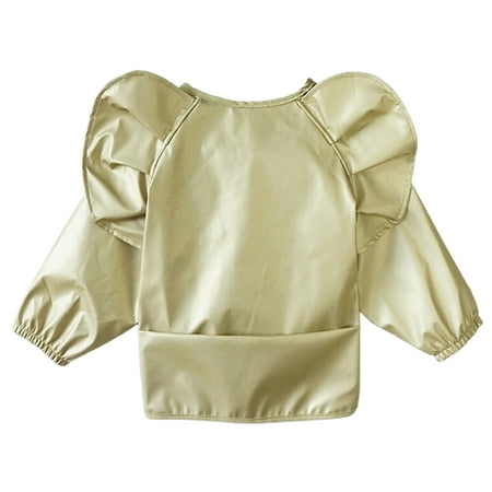 

iaksohdu Toddler Bib with Pocket Long Sleeve Waterproof Full Coverage Bib Clothes for Babies