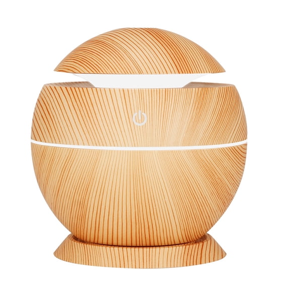 Minihumidificador de aire y agua de 130 ml, difusor USB (madera clara)