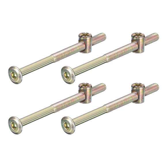 Unique Bargains 4Pcs Hex Socket Head Screws Bolts Barrel Nuts, M6 x 90mm Socket Furniture Bed Bolt Barrel Nut for Chairs Cots
