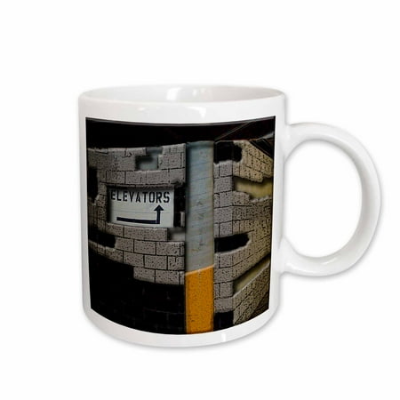 

3dRose The Elevator Sign in a Parking Garage Done in Different Textures and Layers Ceramic Mug 11-ounce