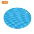 thumbnail image 3 of Unique Bargains Silicone Trivet Mats 2pcs, Round Hot Pan Pads Honeycomb Drying Mat for Kitchen Counter Table  Blue, 3 of 5