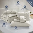 thumbnail image 2 of LammaLoe Full Size Comforter Sets, 7 Piece Bed In A Bag Pintuck Bedding Setss ,Off White, 2 of 4