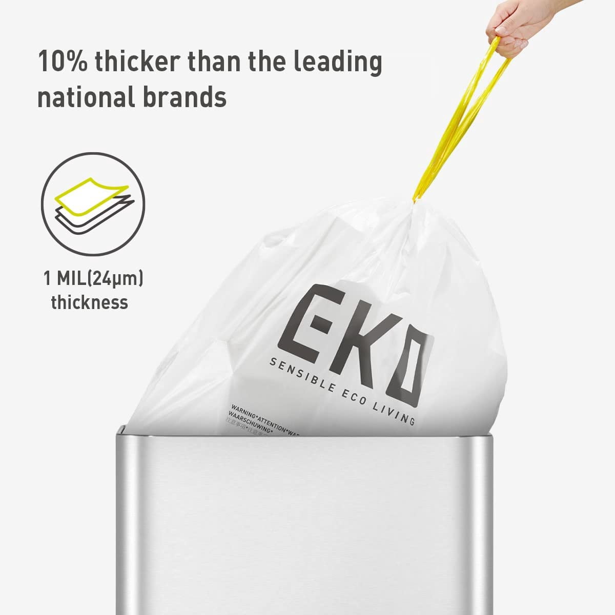 Easy-Dispense Roll of 60 Count Extra-Strong Drawstring Kitchen Trash Bags - 21 Gallon Garbage Bags (79.5L) 1 pack, Code G