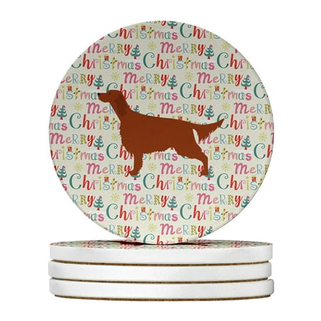 

Irish Setter Merry Christmas Large Sandstone Coasters Pack of 4 4 in x 4 in