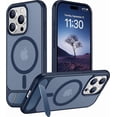 thumbnail image 1 of Funda con Soporte Magnético invisible, Delgada Translúcida Mate, para iPhone 15 Pro Max 6.7", Azul, 1 of 7